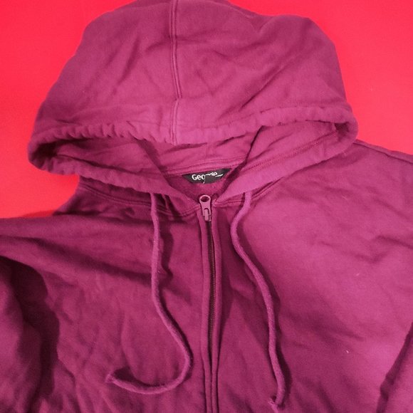 George maroon zip up hoodie with kangaroo pocket women's size M - Picture 2 of 5